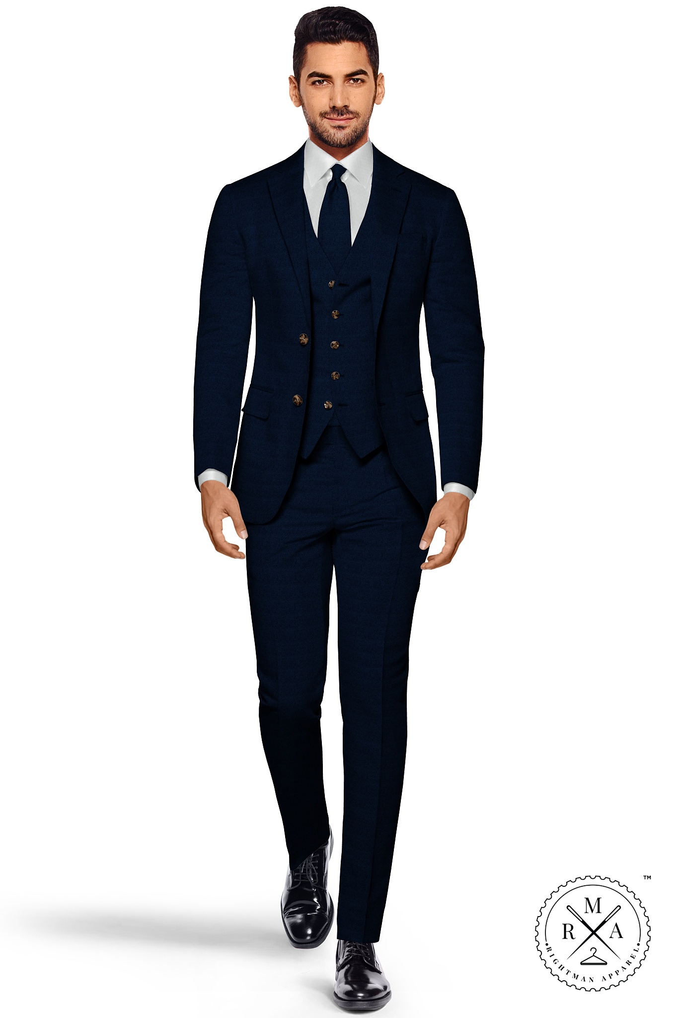 Solid Navy Blue Three Piece Suit SU62